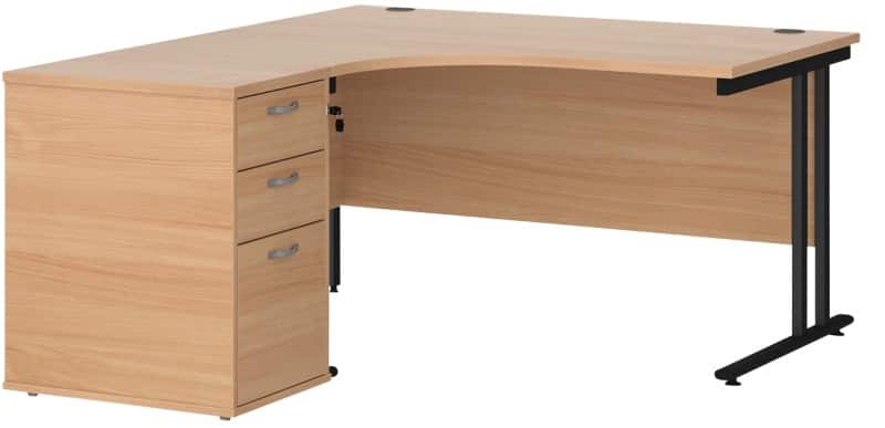 Dams International Desk with Pedestal EBK14LB 1,400 x 1,626 x 725 mm