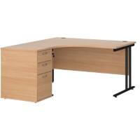 Dams International Desk with Pedestal EBK14LB 1,400 x 1,626 x 725 mm