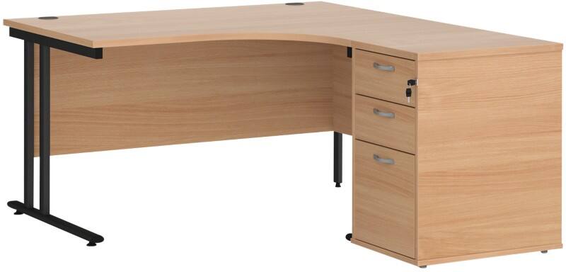 Dams International Desk with Pedestal EBK14RB 1,400 x 1,626 x 725 mm
