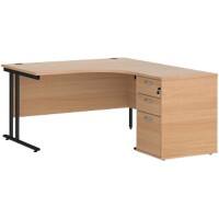 Dams International Desk with Pedestal EBK14RB 1,400 x 1,626 x 725 mm