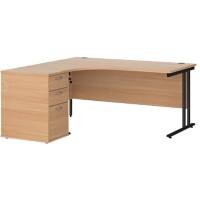 Dams International Desk with Pedestal EBK16LB 1,600 x 1,626 x 725 mm