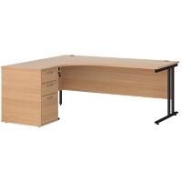 Dams International Desk with Pedestal EBK18LB 1,800 x 1,626 x 725 mm