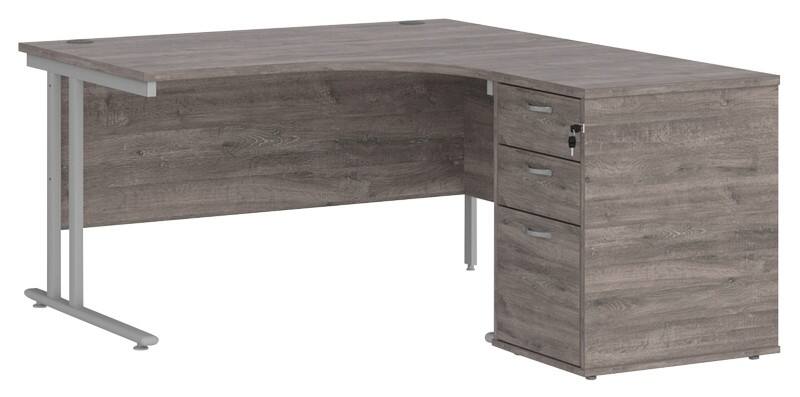 Dams International Maestro 25 Desk with Pedestal Oak 1,400 (W) x 1,626 (D) x 725 (H) mm Wood