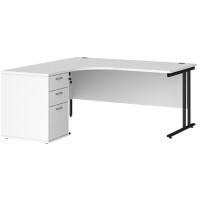 Dams International Desk with Pedestal EBK16LWH 1,600 x 1,626 x 725 mm