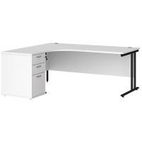 Dams International Desk with Pedestal EBK18LWH 1,800 x 1,626 x 725 mm