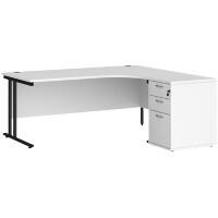 Dams International Desk with Pedestal EBK18RWH 1,800 x 1,626 x 725 mm