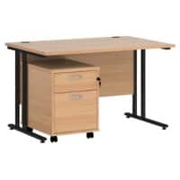 Dams International Straight Desk with 2 Drawer Pedestal SBK212B 1,200 x 800 x 725 mm