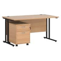 Dams International Straight Desk with 2 Drawer Pedestal SBK214B 1,400 x 800 x 725 mm