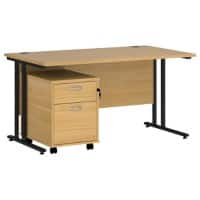 Dams International Straight Desk with 2 Drawer Pedestal SBK214O 1,400 x 800 x 725 mm