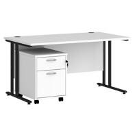 Dams International Straight Desk with 2 Drawer Pedestal SBK214WH 1,400 x 800 x 725 mm