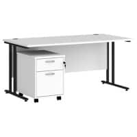 Dams International Straight Desk with 2 Drawer Pedestal SBK216WH 1,600 x 800 x 725 mm