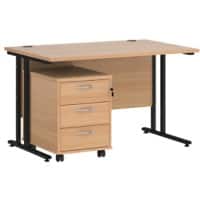 Dams International Straight Desk with 3 Drawer Pedestal SBK312B 1,200 x 800 x 725 mm