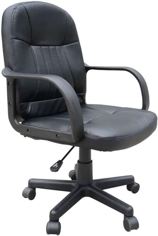 Homcom height adjustable office chair pu (polyurethane), sponge black starbase, plastic 60 x 59. 5 x 104 mm black