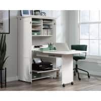TEKNIK Hideaway Crafting Desk Rectangular White Base panel 0 Drawers 892 (W) x 395 (D) x 1,564 (H) mm Laminated Particle Board