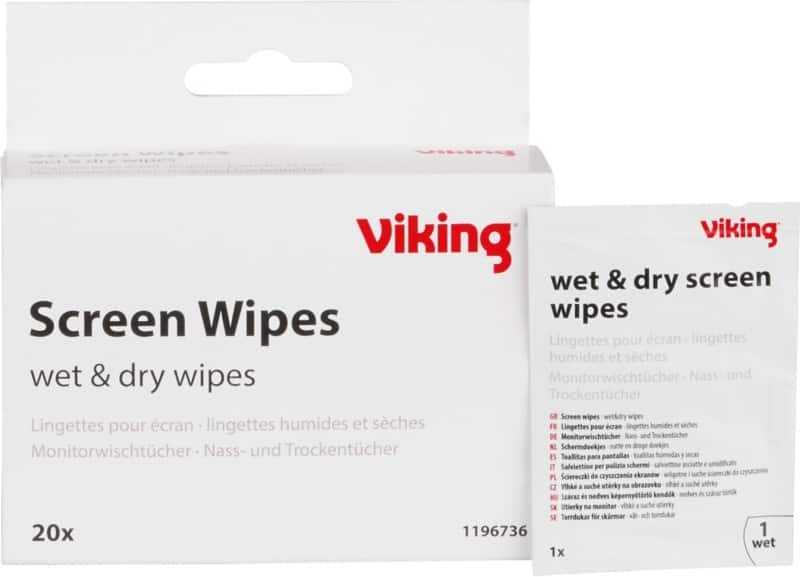 Viking Screen Wipes Wetdry Pack of 20