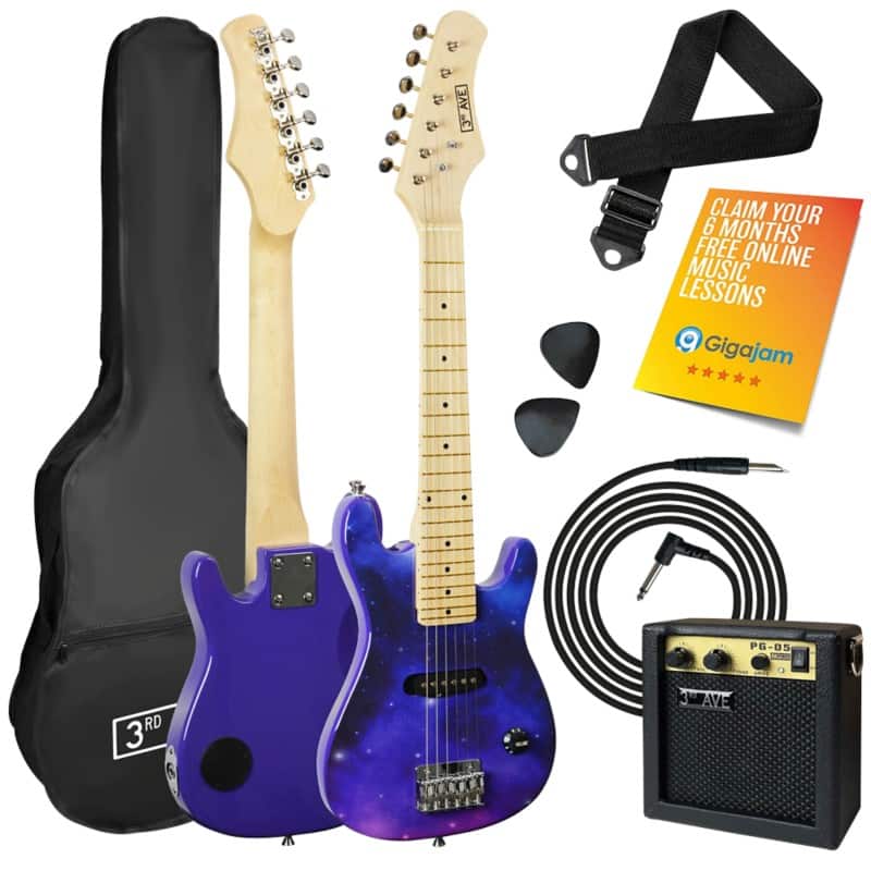 3rd Avenue Junior Electric Guitar Set Purple Galaxy