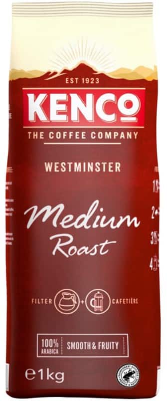 Kenco caffeinated ground coffee westminster smooth and fruity flavour medium roast 1 kg