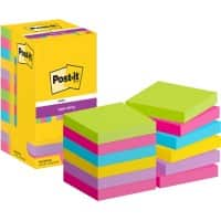 Post-it Super Sticky Notes  654-12SS-UC 76 x 76 mm 90 Sheets Per Pad Blue, Green, Pink, Purple, Yellow Square Plain Pack of 12