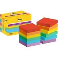 Post-it Super Sticky Notes 622-12SS-PLAY 47.6 x 47.6 mm 90 Sheets Per Pad Blue, Green, Orange, Purple, Red, Yellow Square Plain Pack of 12