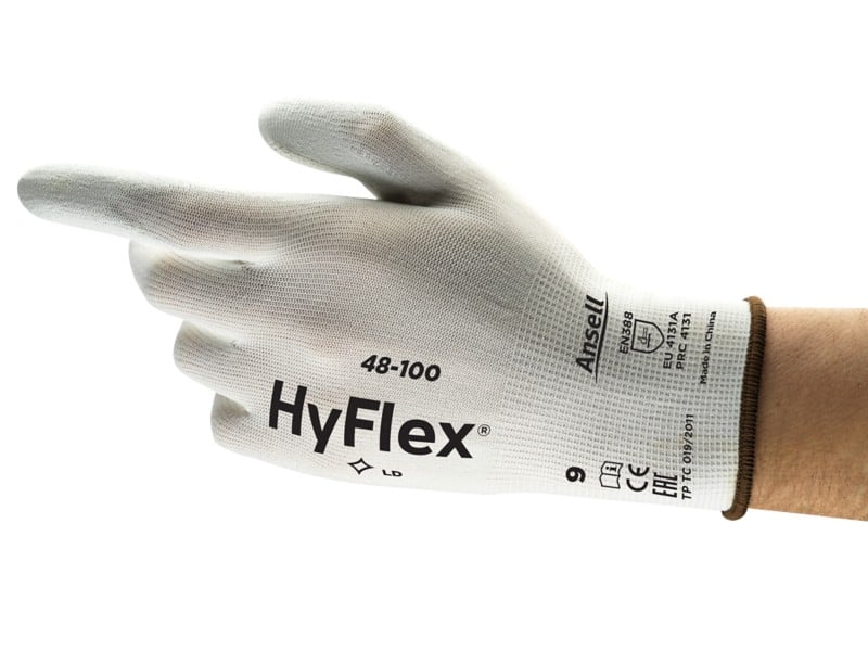 Ansell HyFlex Mechanical Protection Non-Disposable Handling Gloves PU (Polyurethane) Size 7 White 12 Pairs