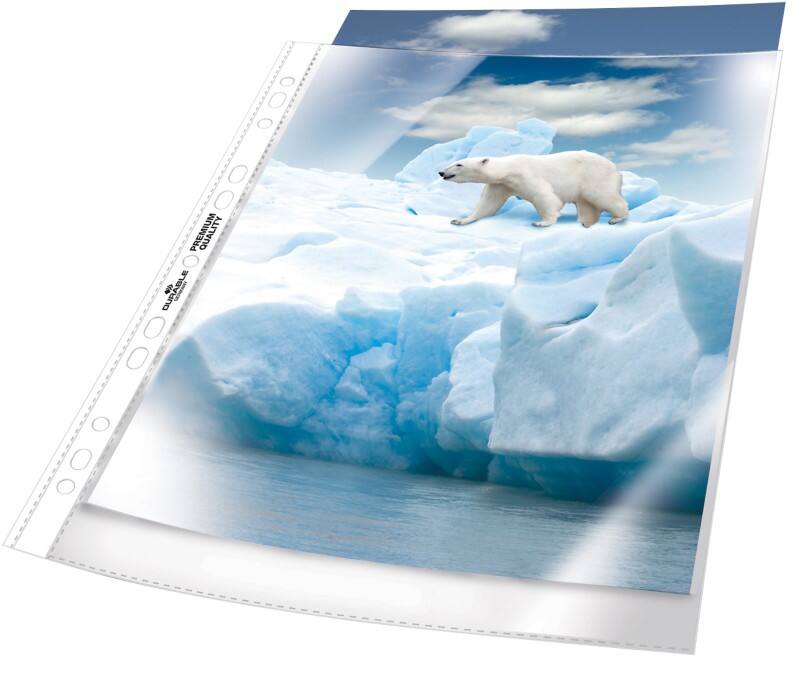 DURABLE Premium Punched Pockets  A4 Orange Peel Transparent 80 microns PP (Polypropylene) Top Opening 11 Holes 2683 Pack of 100