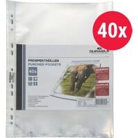 DURABLE Business Punched Pockets A4 Clear 60 microns PP (Polypropylene) Up 11 Holes 2673 Pack of 40