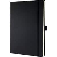 Sigel Notebook A4+ Ruled Sewn Side Bound Plastic Hardback Black Perforated 194 Pages