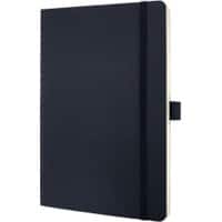 Sigel Notebook A5 Ruled Sewn Side Bound Plastic Soft Cover Black Perforated 194 Pages