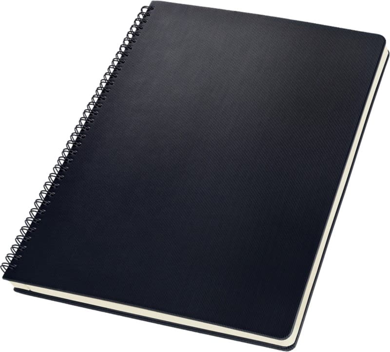 Sigel Notebook A4 Ruled Spiral Side Bound Plastic Hardback Black Perforated 160 Pages