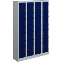 Bisley Primary Steel Locker 4 Doors 1,200 x 450 x 1,800 mm Light Grey, Oxford Blue