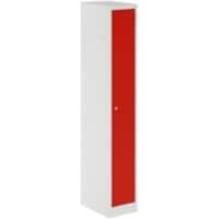 Bisley Primary Steel Locker 1 Doors 1 nest Key lock 300 x 450 x 1,800 mm Light Grey, Cardinal Red