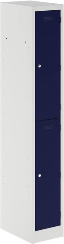 Bisley Primary Steel Locker 2 Doors 1 nest Key lock 300 x 450 x 1,800 mm Light Grey, Oxford Blue