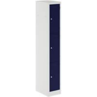 Bisley Primary Steel Locker 3 Doors 1 nest Key lock 300 x 450 x 1,800 mm Light Grey, Oxford Blue