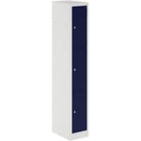 Bisley Primary Steel Locker 3 Doors Key lock 300 x 450 x 1,800 mm Light Grey, Oxford Blue