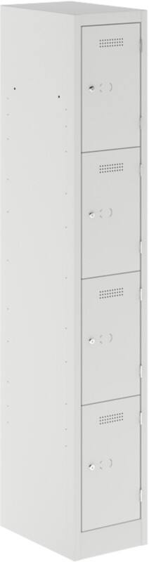 Bisley Primary Steel Locker 4 Doors 1 nest Key lock 300 x 450 x 1,800 mm Light Grey