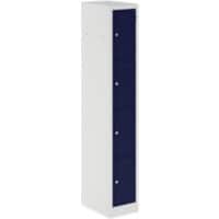 Bisley Primary Steel Locker 4 Doors 300 x 450 x 1,800 mm Light Grey, Oxford Blue