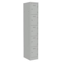 Bisley Primary Steel Locker 5 Doors 1 nest Key lock 300 x 450 x 1,800 mm Light Grey