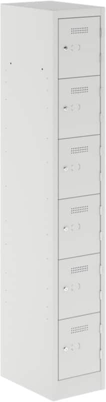 Bisley Primary Steel Locker 6 Doors 1 nest Key lock 300 x 450 x 1,800 mm Light Grey