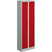 Bisley Primary Steel Locker 1 Doors 2 nests Key lock 600 x 450 x 1,800 mm Light Grey, Cardinal Red