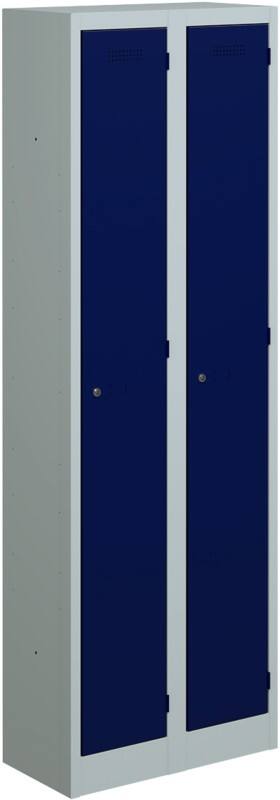 Bisley Primary Steel Locker 1 Doors 2 nests Key lock 600 x 450 x 1,800 mm Light Grey, Oxford Blue