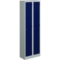 Bisley Primary Steel Locker 1 Doors 2 nests Key lock 600 x 450 x 1,800 mm Light Grey, Oxford Blue