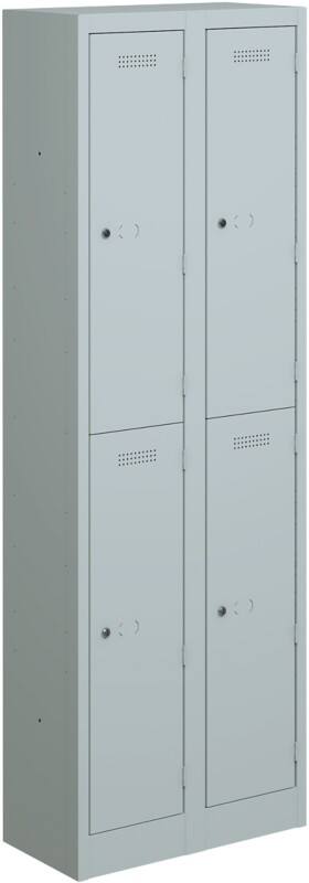 Bisley Primary Steel Locker 2 Doors 2 nests Key lock 600 x 450 x 1,800 mm Light Grey
