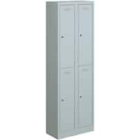 Bisley Primary Steel Locker 2 Doors 2 nests Key lock 600 x 450 x 1,800 mm Light Grey