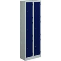 Bisley Primary Steel Locker 3 Doors 2 nests Key lock 600 x 450 x 1,800 mm Light Grey, Oxford Blue