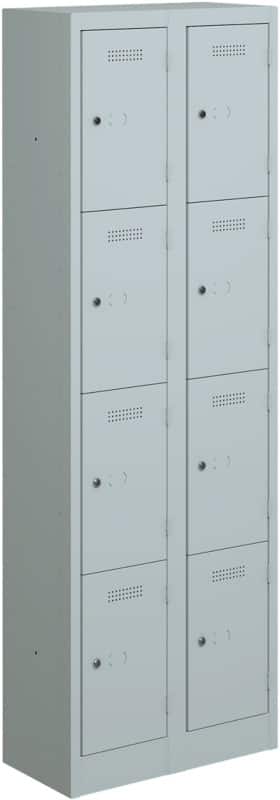 Bisley Primary Steel Locker 4 Doors 2 nests Key lock 600 x 450 x 1,800 mm Light Grey