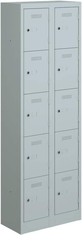 Bisley Primary Steel Locker 5 Doors 2 nests Key lock 600 x 450 x 1,800 mm Light Grey