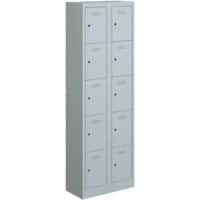 Bisley Primary Steel Locker 5 Doors 2 nests Key lock 600 x 450 x 1,800 mm Light Grey