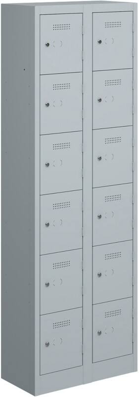 Bisley Primary Steel Locker 6 Doors 2 nests Key lock 600 x 450 x 1,800 mm Light Grey