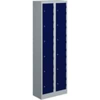 Bisley Primary Steel Locker 6 Doors 2 nests Key lock 600 x 450 x 1,800 mm Light Grey, Oxford Blue