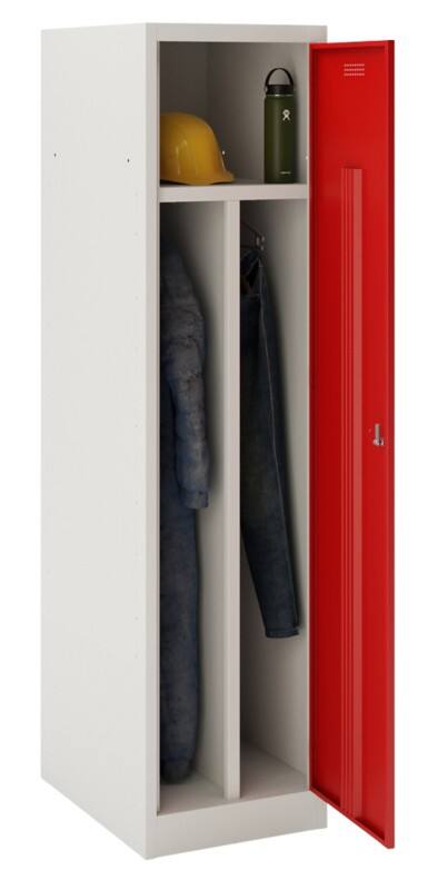 Bisley Workwear Police Steel Locker 1 Doors 1 nest Key lock 600 x 600 x 1,800 mm Light Grey, Cardinal Red